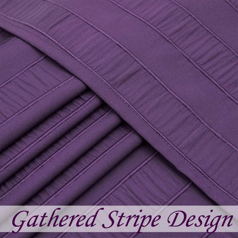 Central Park Purple Shower Curtains Gathered Stripe Seersucker Puckered Ruffle Decorative Pattern for Modern Elegant Bathroom Spa Hotel with Buttonholes 70"x72", Not Waterproofï¼ŒAubergine - Image 4